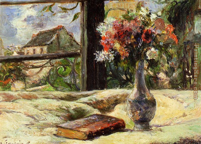 Vase of Flowers and Window painting - Paul Gauguin Vase of Flowers and Window art painting